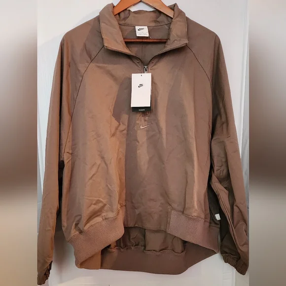 Nike Women's Sportwear Oversized‎ 1/4 Zip Twill Top-Brown Long Sleeve Sz Med NWT - Picture 7 of 13